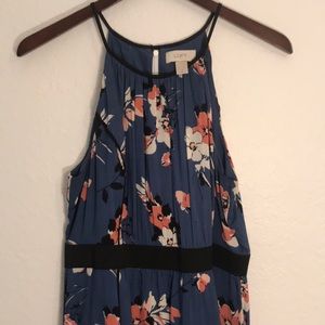 LOFT | Floral Blue Midi Dress